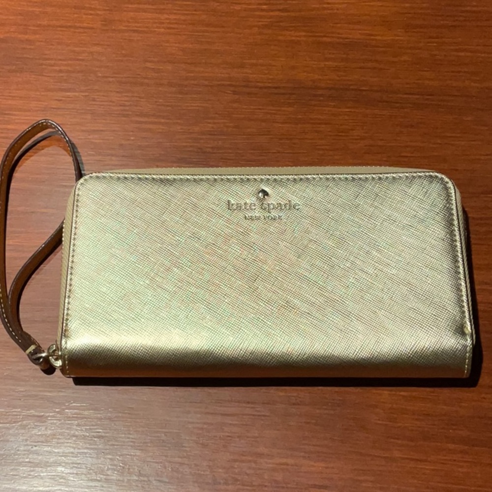Kate Spade gold tone wallet wristlet